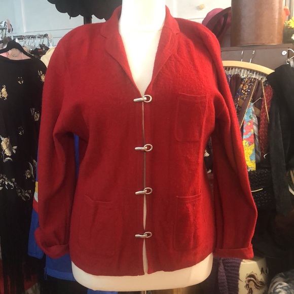 Vintage Cambridge Classics, wool cardigan sweater with metal closures, pockets - Picture 1 of 13